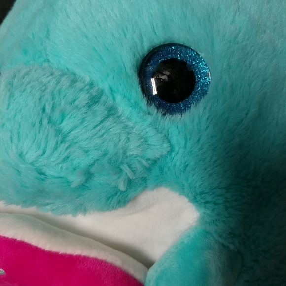 Narwhal holding a Donut 16" Plush Soft Green Pink - Picture 9 of 14